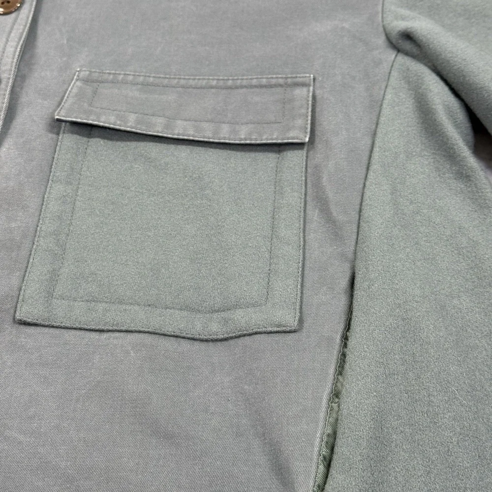 J. Crew Anorak Hooded Pullover Jacket Womens L 1/4 Button High Low Canvas Fleece
